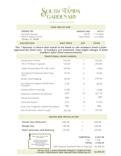 Danielle's Final Garden Payment with